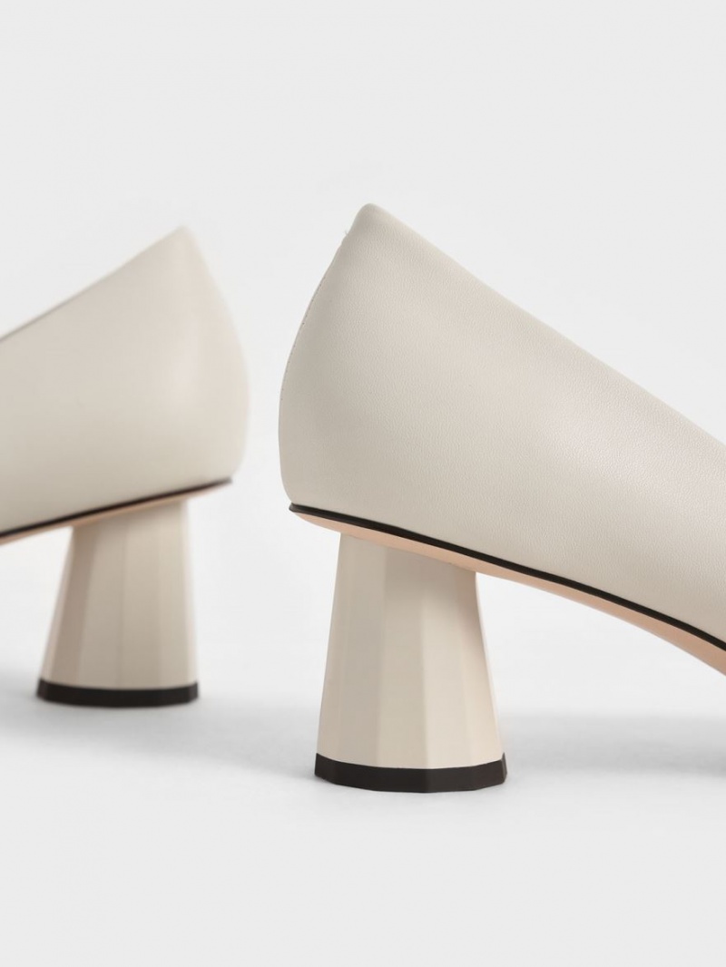 Γοβεσ Charles And Keith Cone Heel Pointed-toe κρέμα | 86943-MWNO