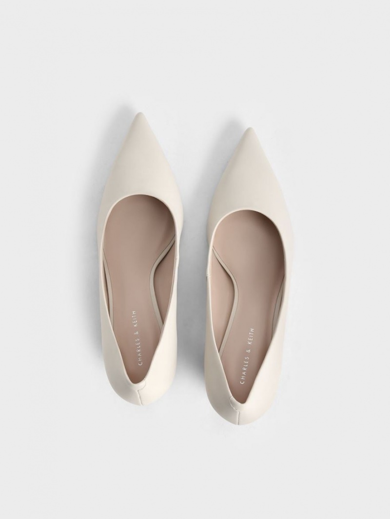 Γοβεσ Charles And Keith Cone Heel Pointed-toe κρέμα | 86943-MWNO