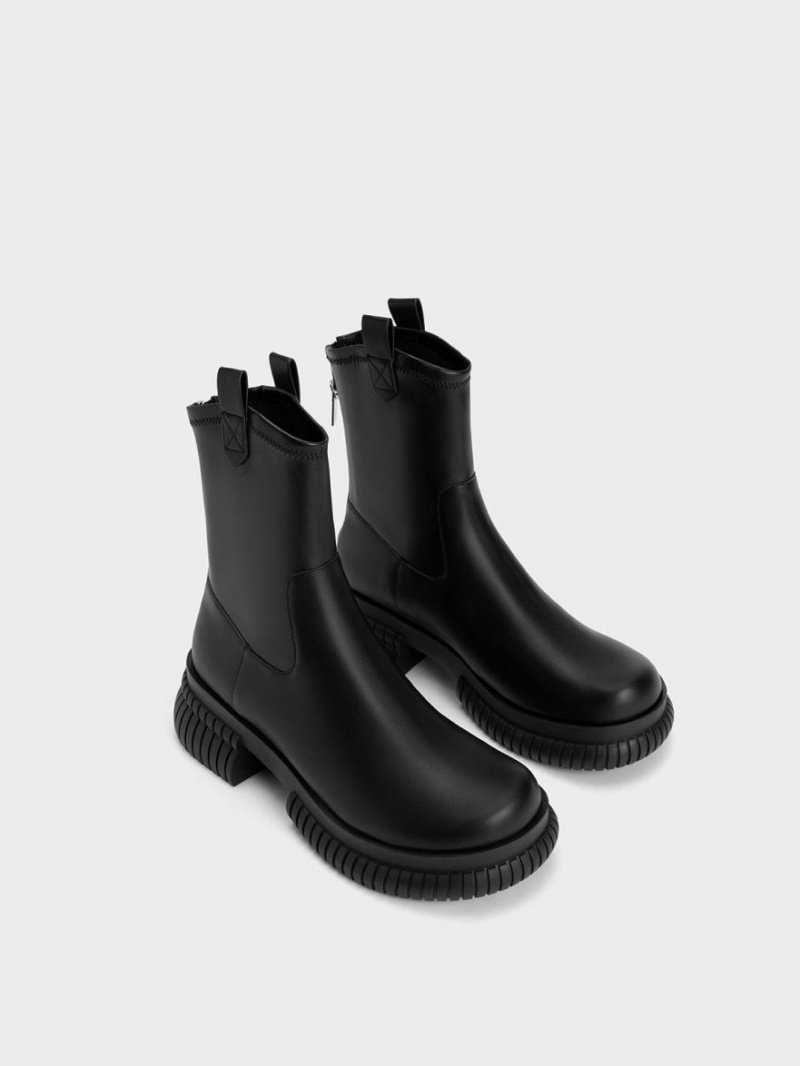 Μποτακια Charles And Keith Cowboy flatforms μαυρα | 85049-ZUWJ