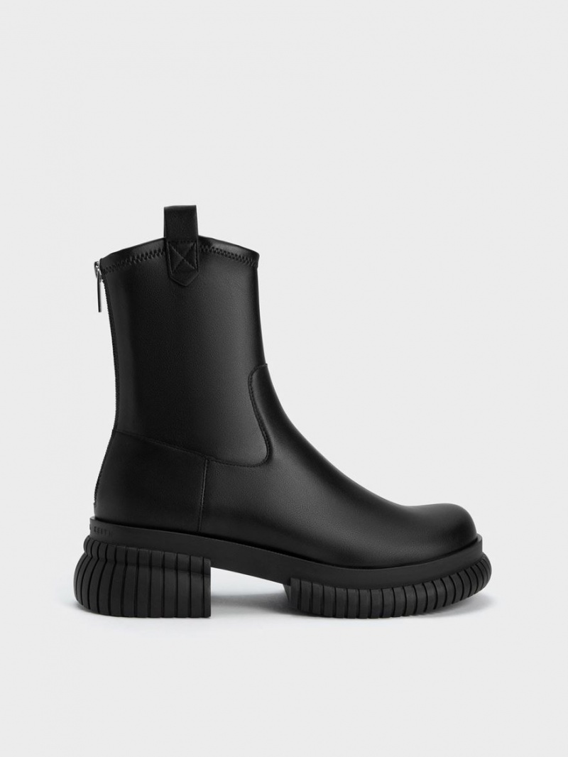 Μποτακια Charles And Keith Cowboy flatforms μαυρα | 85049-ZUWJ
