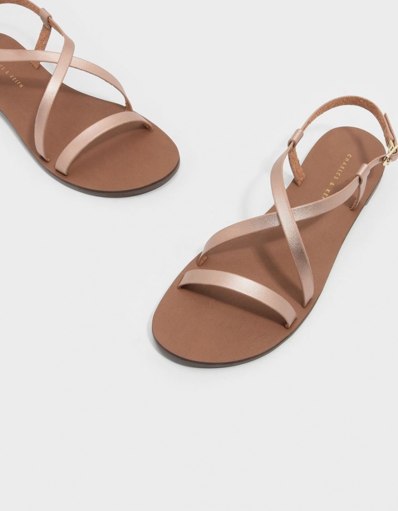 Σανδαλια Charles And Keith Criss Cross χρυσο χρωμα | 70965-JQOY