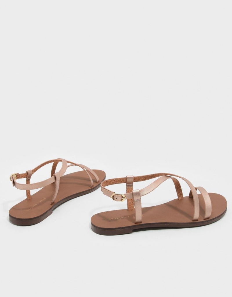 Σανδαλια Charles And Keith Criss Cross χρυσο χρωμα | 70965-JQOY