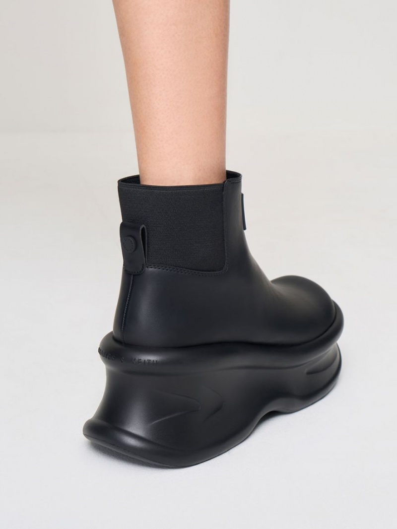 Μποτακια Charles And Keith Curved flatforms μαυρα | 20864-ITJX