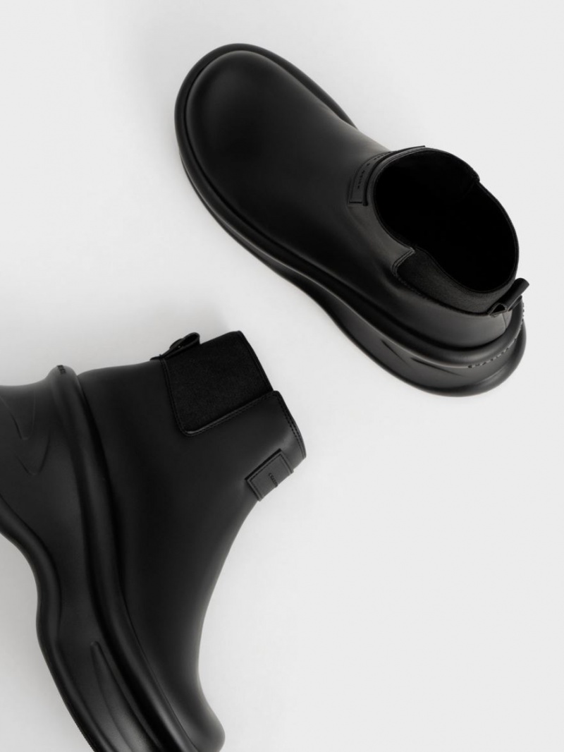 Μποτακια Charles And Keith Curved flatforms μαυρα | 20864-ITJX