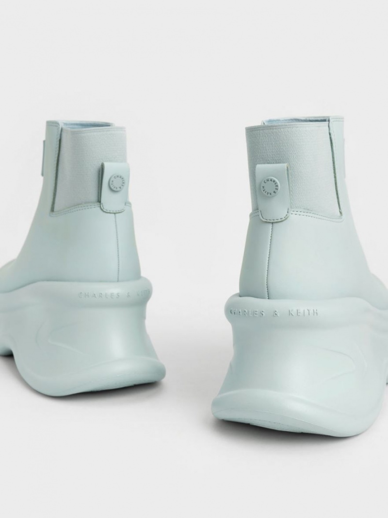 Μποτακια Charles And Keith Curved flatforms τυρκουάζ | 30271-PYCT