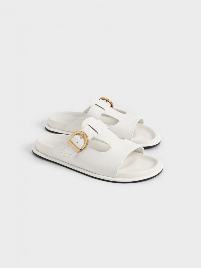 Σαγιοναρεσ Charles And Keith Cut-Out Buckled ασπρα | 62419-PZMY