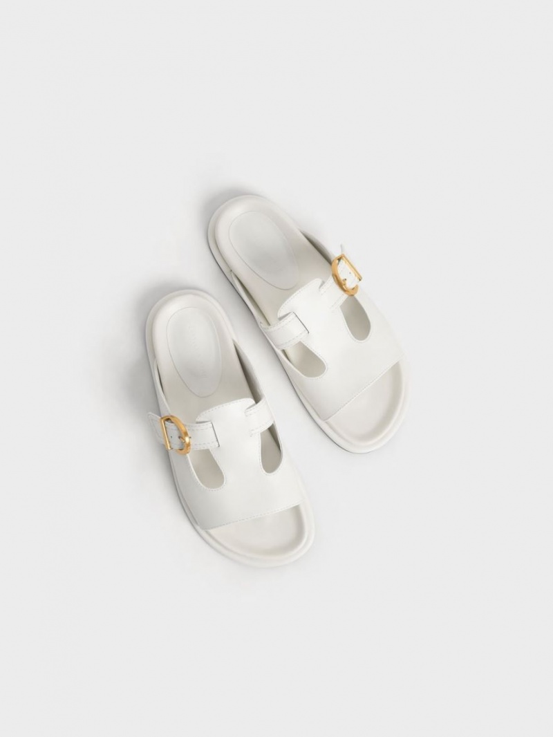 Σαγιοναρεσ Charles And Keith Cut-Out Buckled ασπρα | 62419-PZMY
