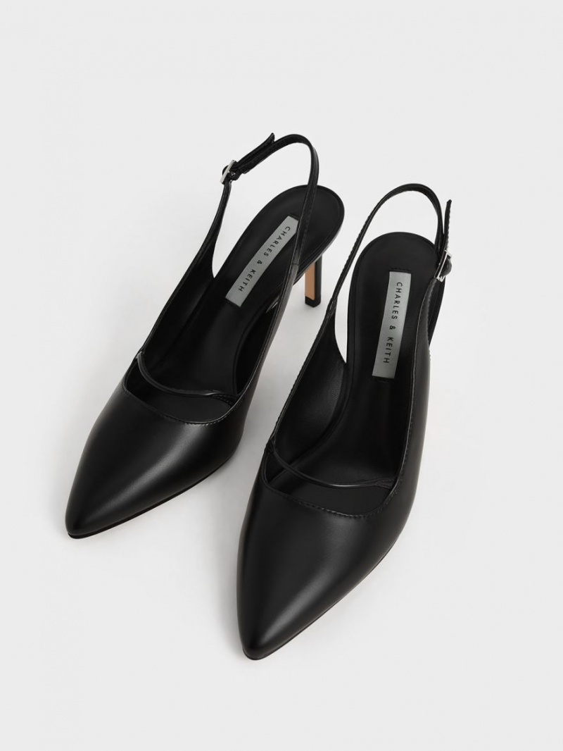 Γοβεσ Charles And Keith Cut-Out Slingback Stiletto μαυρα | 06317-PXNC