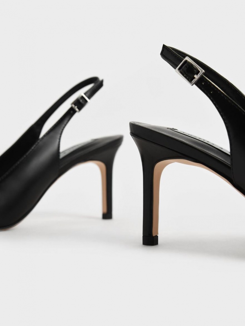 Γοβεσ Charles And Keith Cut-Out Slingback Stiletto μαυρα | 06317-PXNC