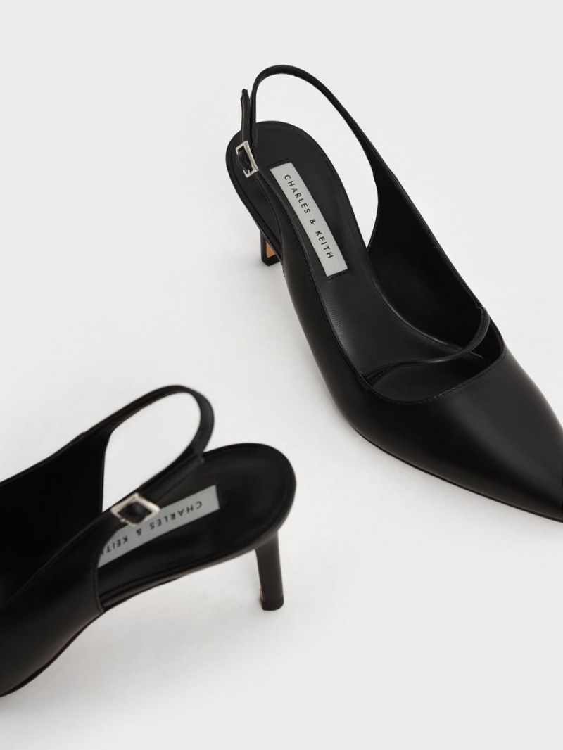 Γοβεσ Charles And Keith Cut-Out Slingback Stiletto μαυρα | 06317-PXNC