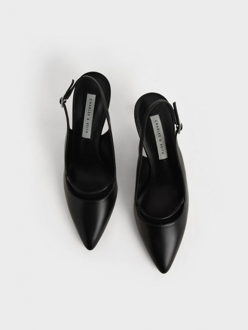 Γοβεσ Charles And Keith Cut-Out Slingback Stiletto μαυρα | 06317-PXNC