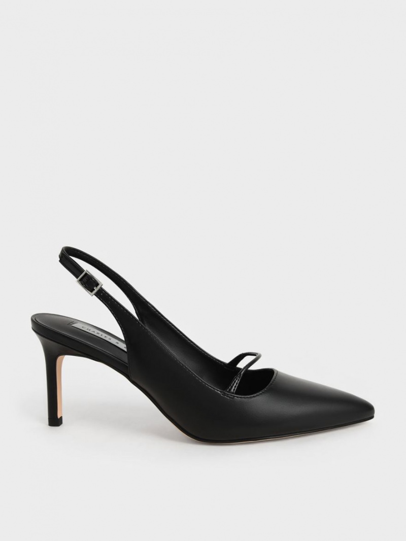 Γοβεσ Charles And Keith Cut-Out Slingback Stiletto μαυρα | 06317-PXNC