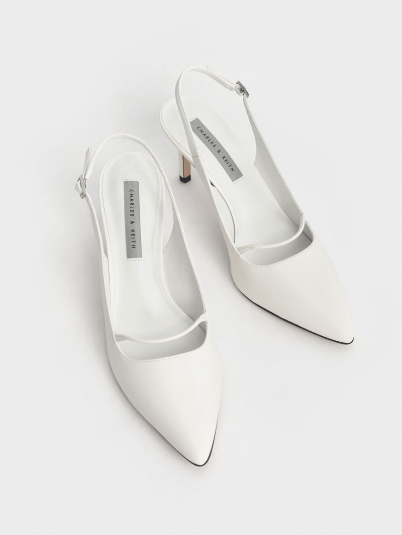 Γοβεσ Charles And Keith Cut-Out Slingback Stiletto ασπρα | 75143-HNAF