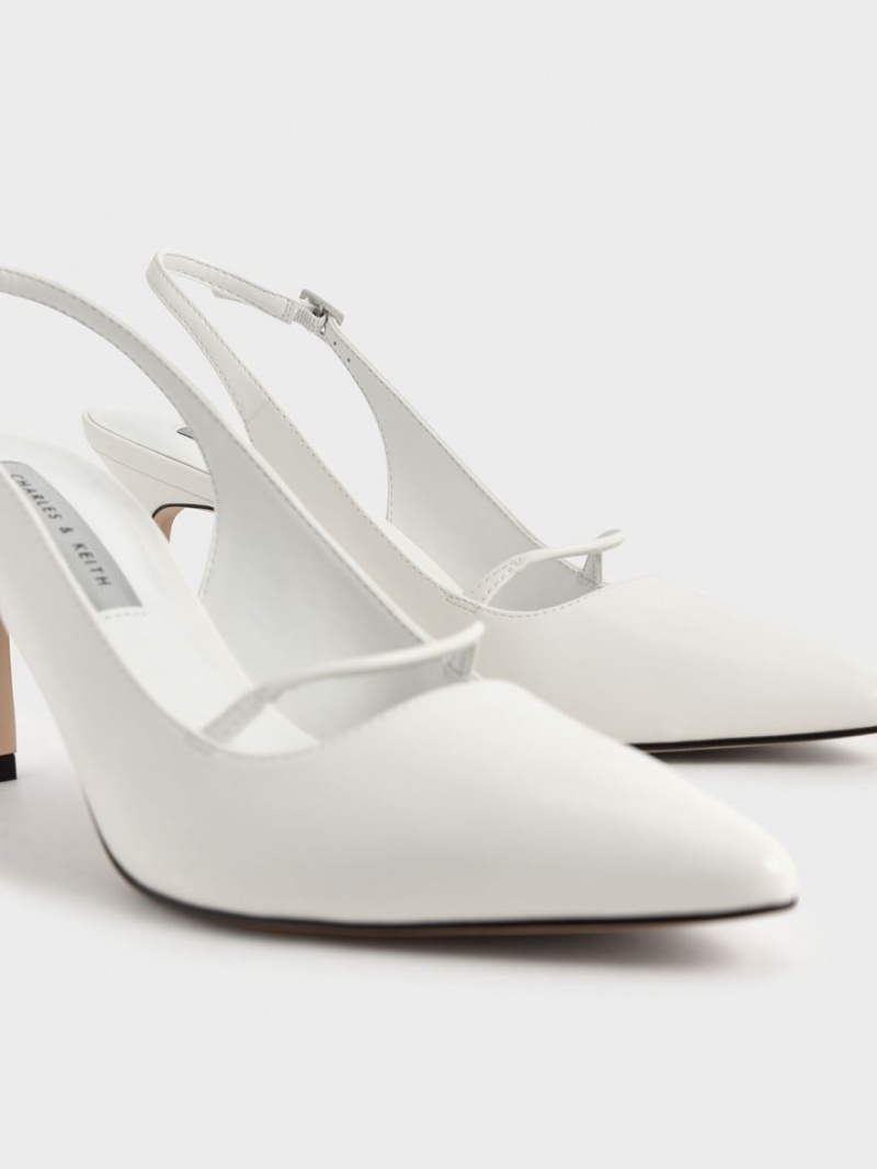 Γοβεσ Charles And Keith Cut-Out Slingback Stiletto ασπρα | 75143-HNAF