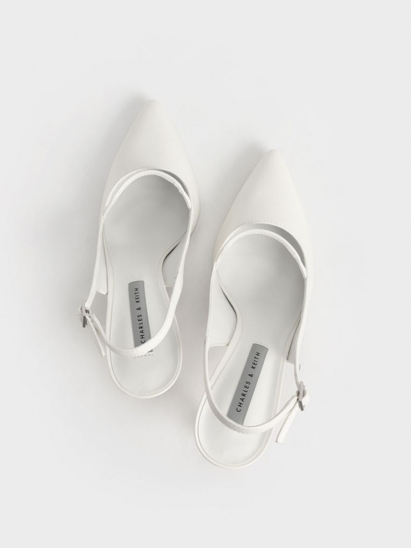 Γοβεσ Charles And Keith Cut-Out Slingback Stiletto ασπρα | 75143-HNAF
