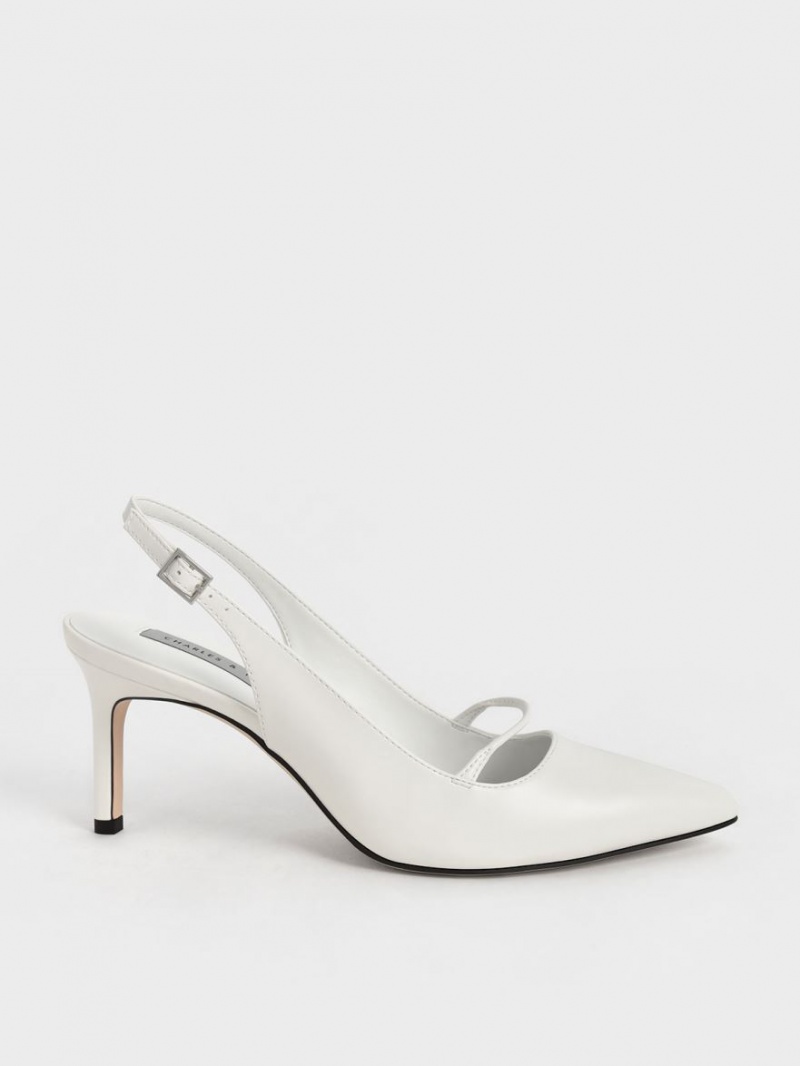 Γοβεσ Charles And Keith Cut-Out Slingback Stiletto ασπρα | 75143-HNAF