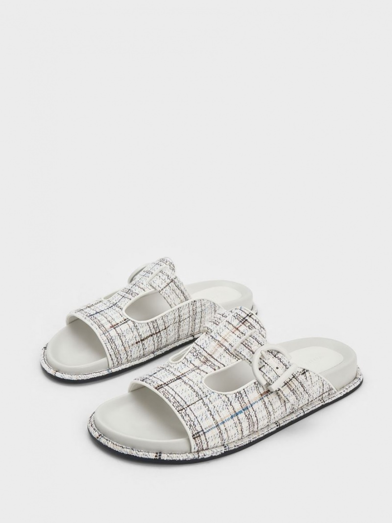 Σαγιοναρεσ Charles And Keith Cut-Out Tweed Buckled ασπρα | 91832-QOHW