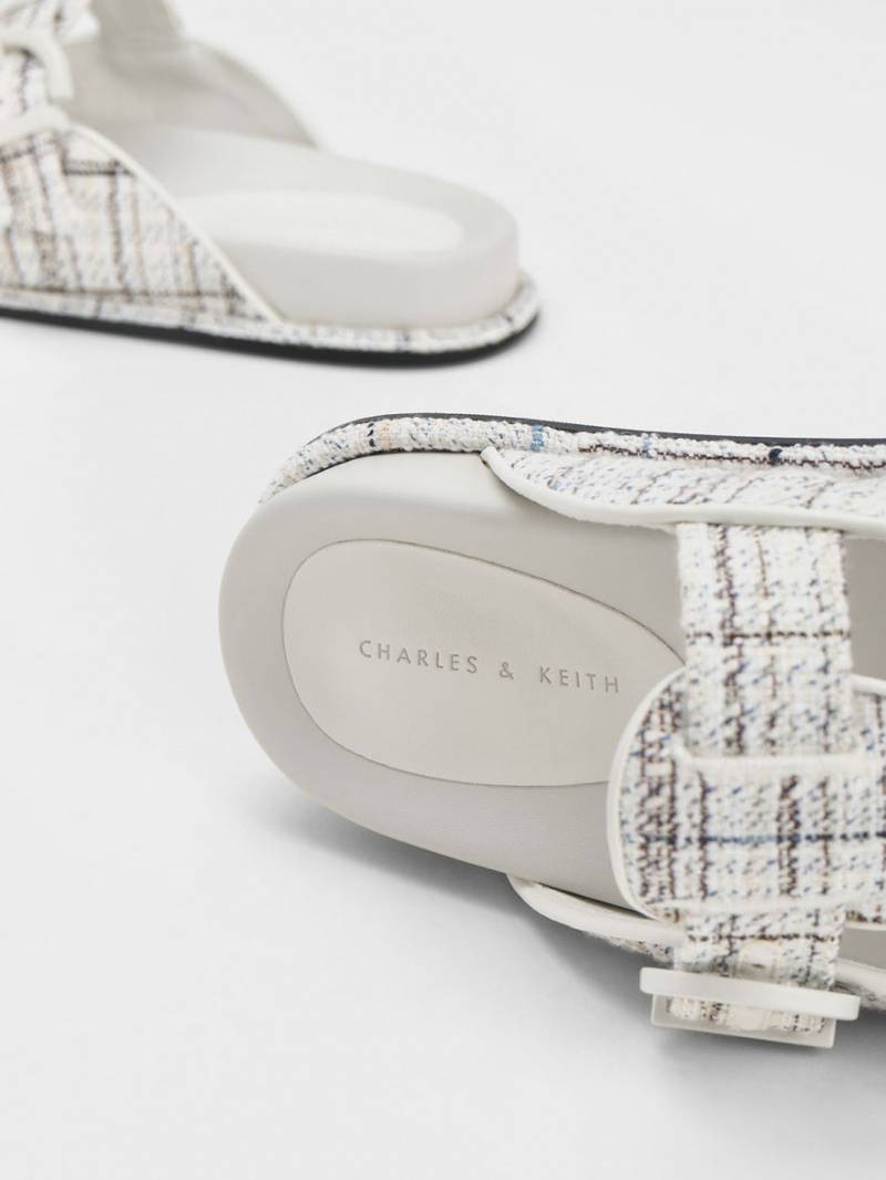 Σαγιοναρεσ Charles And Keith Cut-Out Tweed Buckled ασπρα | 91832-QOHW