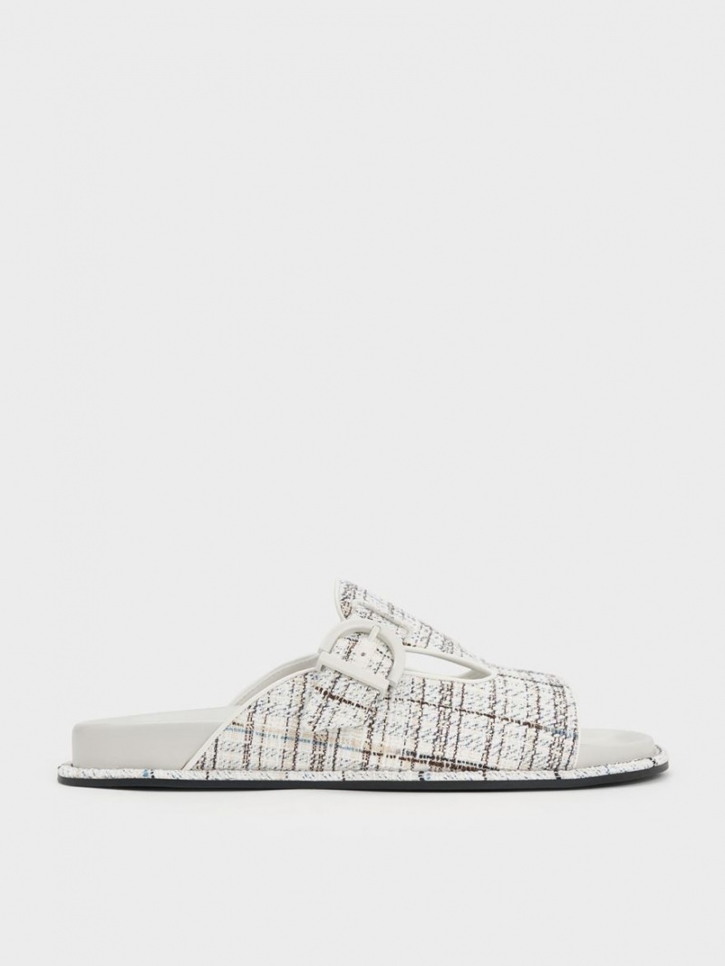 Σαγιοναρεσ Charles And Keith Cut-Out Tweed Buckled ασπρα | 91832-QOHW