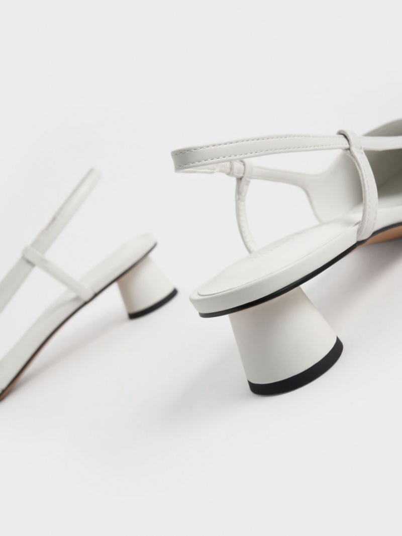 Γοβεσ Charles And Keith Cylindrical Heel Slingback ασπρα | 89312-XUDQ