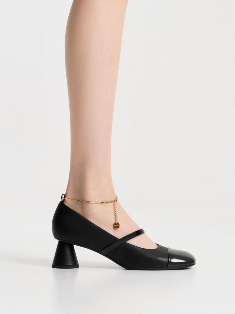 Γοβεσ Charles And Keith Delicate Chain-Link Mary Jane μαυρα | 46035-MVFD
