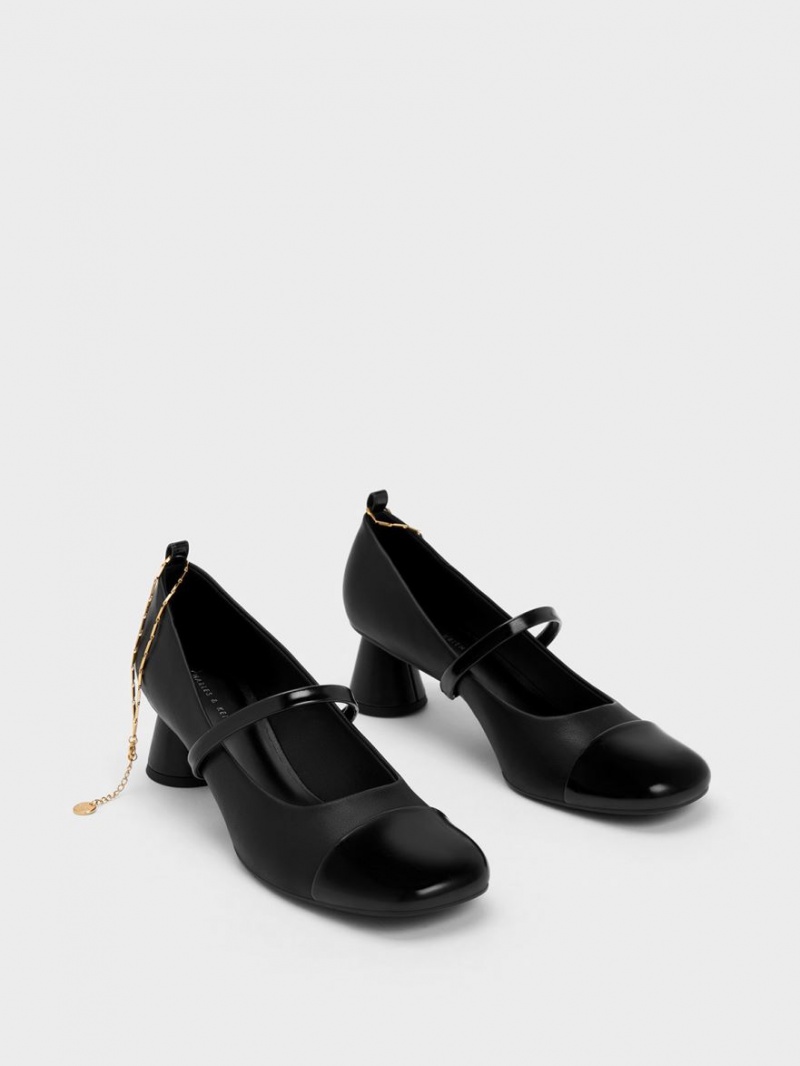 Γοβεσ Charles And Keith Delicate Chain-Link Mary Jane μαυρα | 46035-MVFD