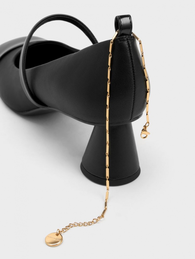 Γοβεσ Charles And Keith Delicate Chain-Link Mary Jane μαυρα | 46035-MVFD