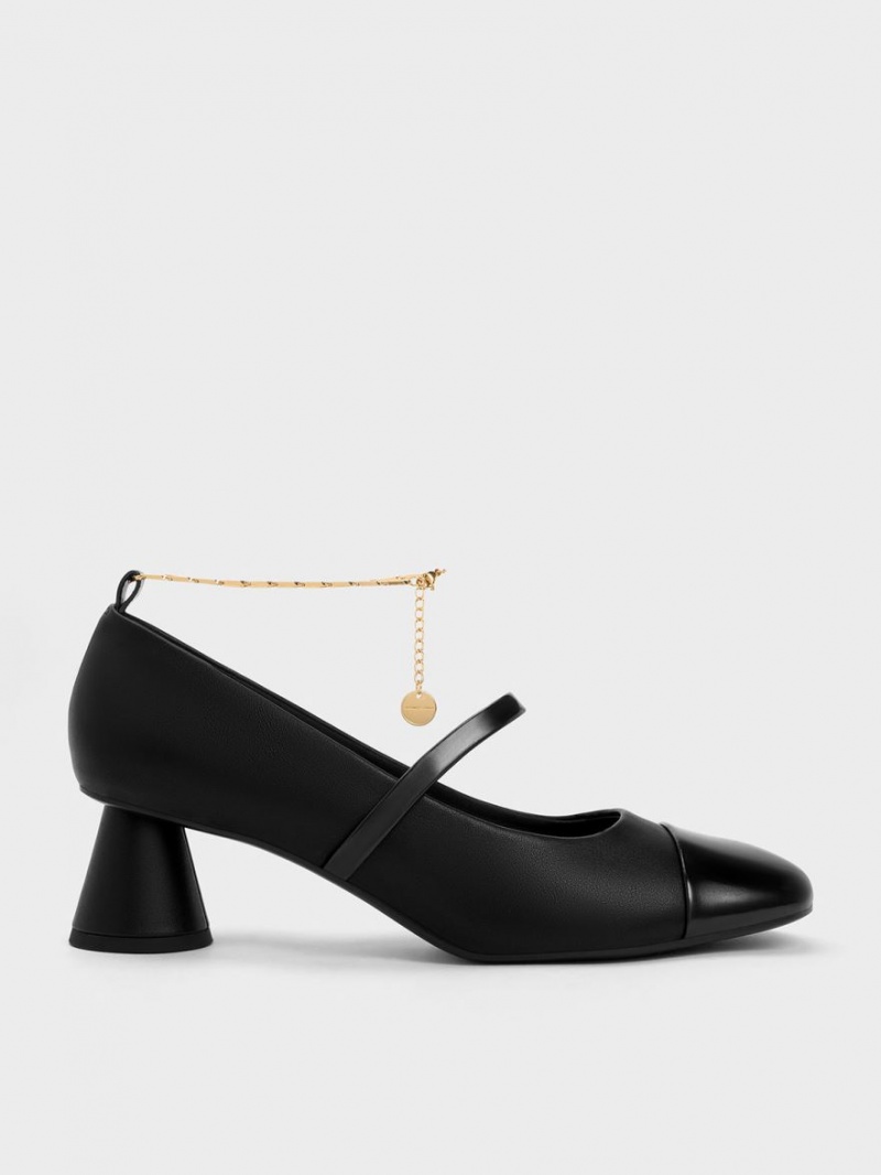 Γοβεσ Charles And Keith Delicate Chain-Link Mary Jane μαυρα | 46035-MVFD