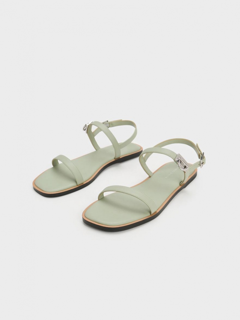 Σανδαλια Charles And Keith Double Metallic πόρπης μεντα | 37862-RFAW