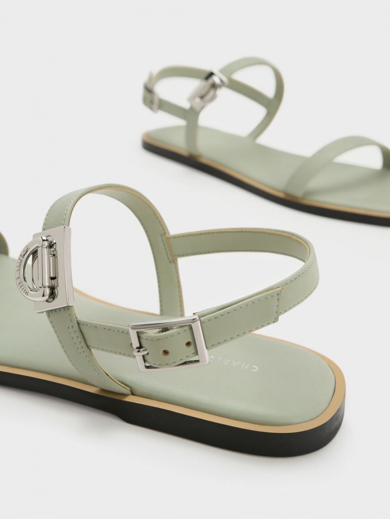 Σανδαλια Charles And Keith Double Metallic πόρπης μεντα | 37862-RFAW