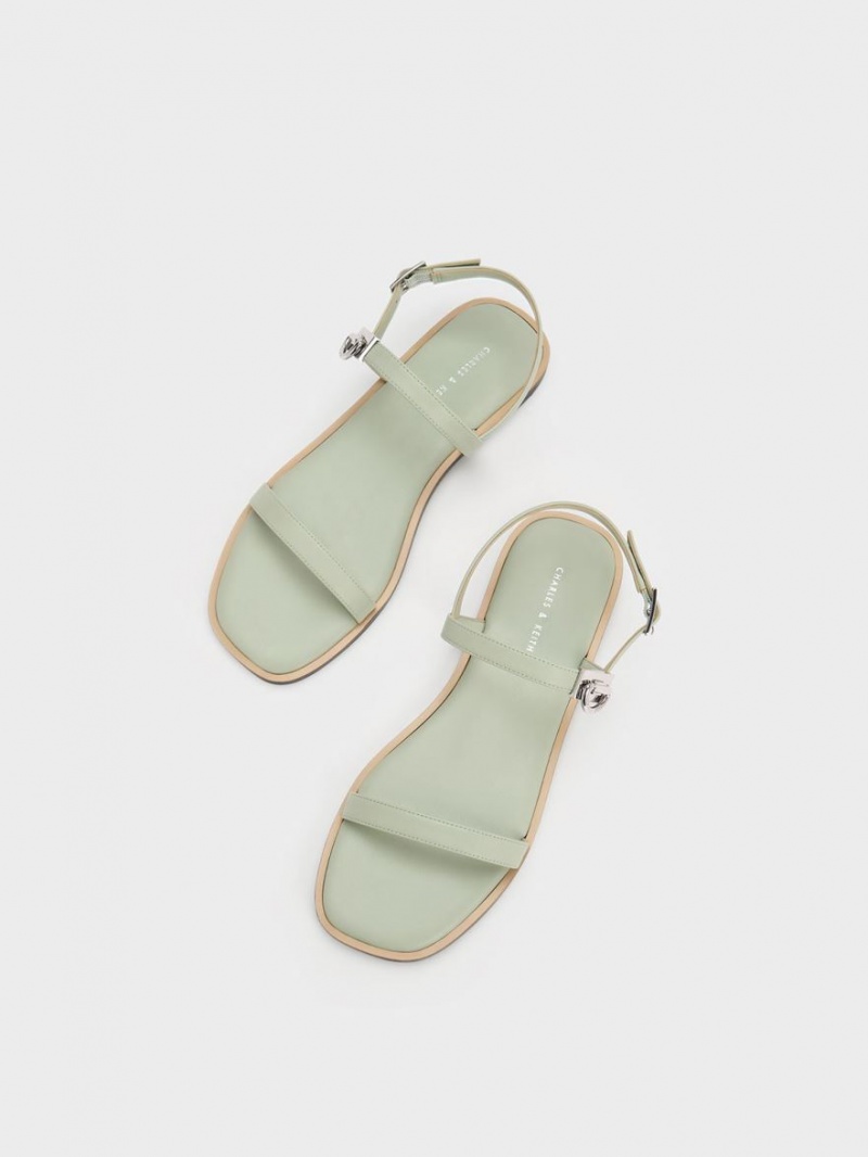 Σανδαλια Charles And Keith Double Metallic πόρπης μεντα | 37862-RFAW