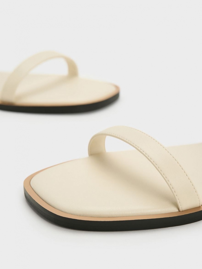 Σανδαλια Charles And Keith Double Metallic πόρπης Μπεζ | 59812-VPNY