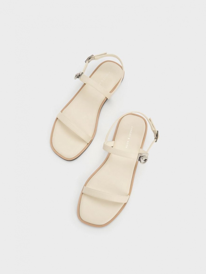 Σανδαλια Charles And Keith Double Metallic πόρπης Μπεζ | 59812-VPNY