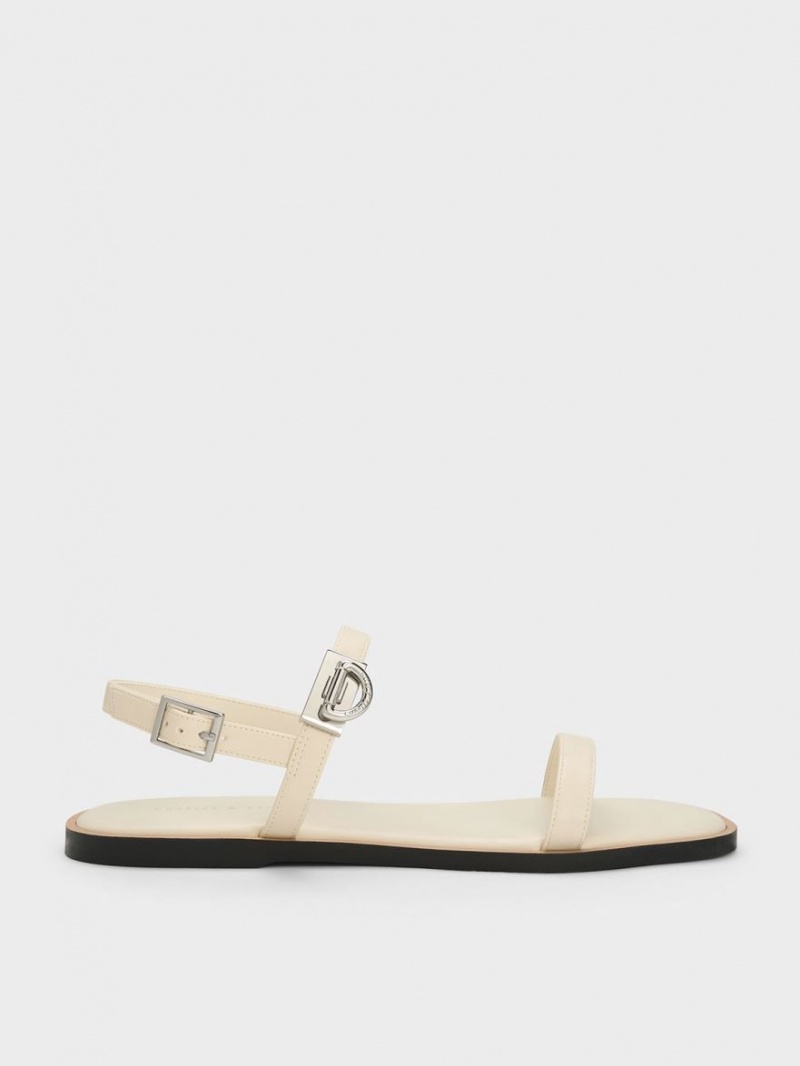 Σανδαλια Charles And Keith Double Metallic πόρπης Μπεζ | 59812-VPNY