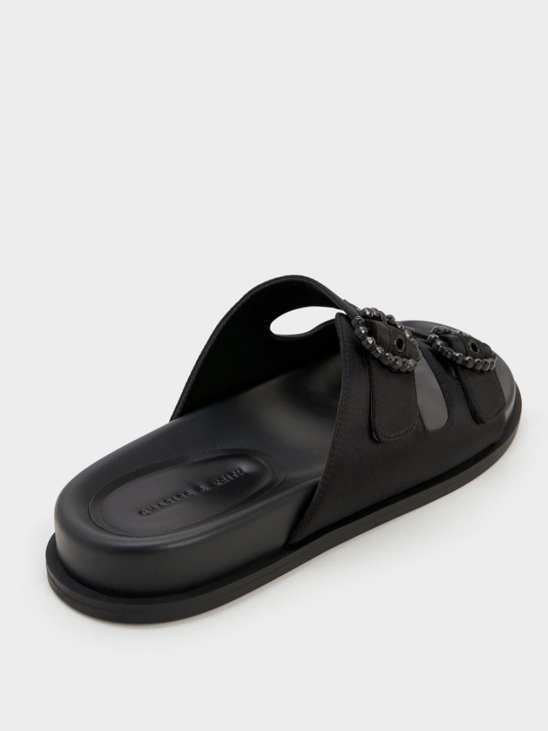 Σαγιοναρεσ Charles And Keith Embellished πόρπης Recycled Polyester μαυρα | 65217-BSLX