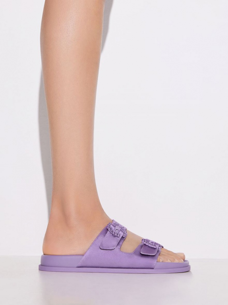 Σαγιοναρεσ Charles And Keith Embellished πόρπης Recycled Polyester μωβ | 80451-YGIZ