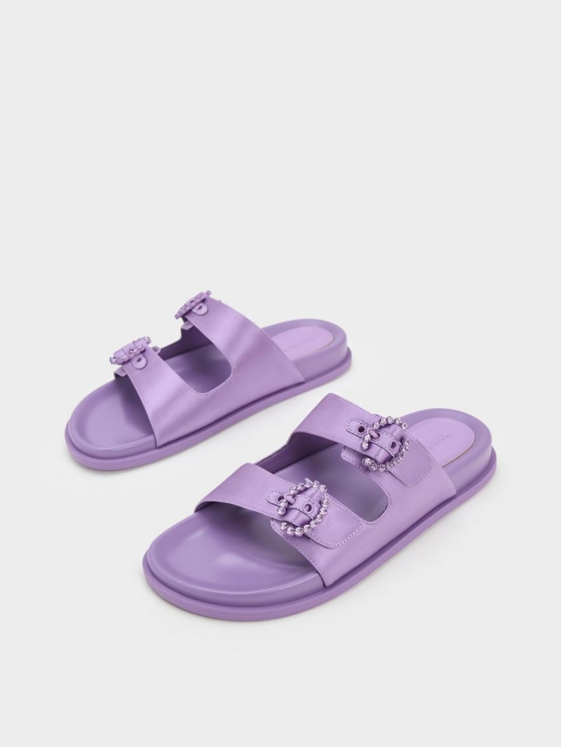 Σαγιοναρεσ Charles And Keith Embellished πόρπης Recycled Polyester μωβ | 80451-YGIZ