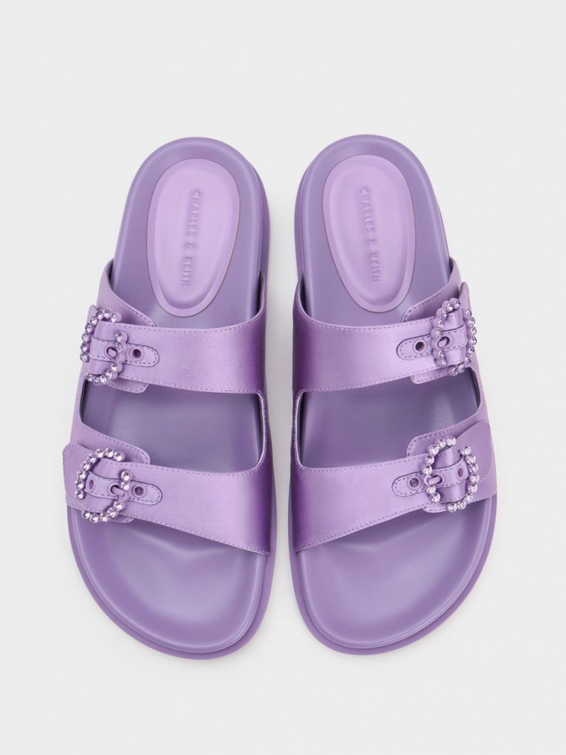 Σαγιοναρεσ Charles And Keith Embellished πόρπης Recycled Polyester μωβ | 80451-YGIZ