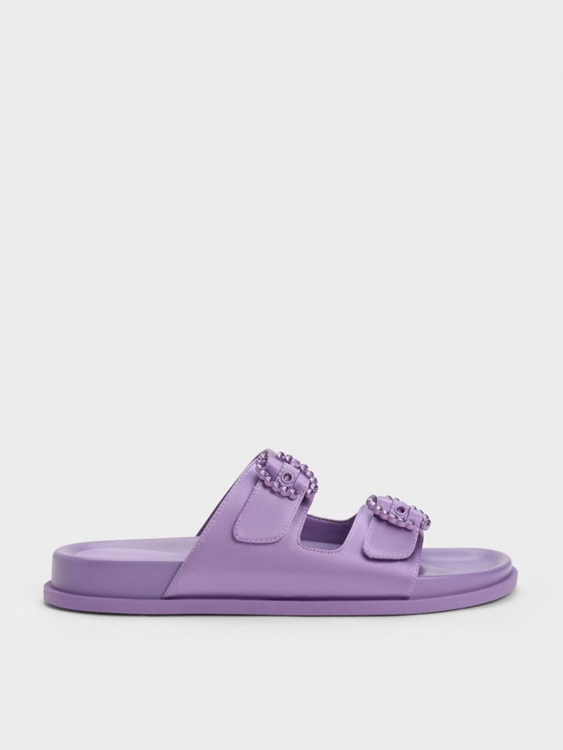 Σαγιοναρεσ Charles And Keith Embellished πόρπης Recycled Polyester μωβ | 80451-YGIZ