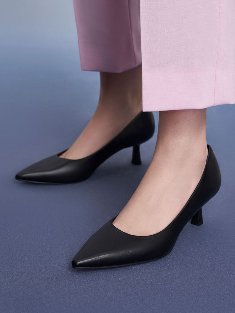 Γοβεσ Charles And Keith Emmy Pointed Kitten Heel μαυρα | 87240-KNSB