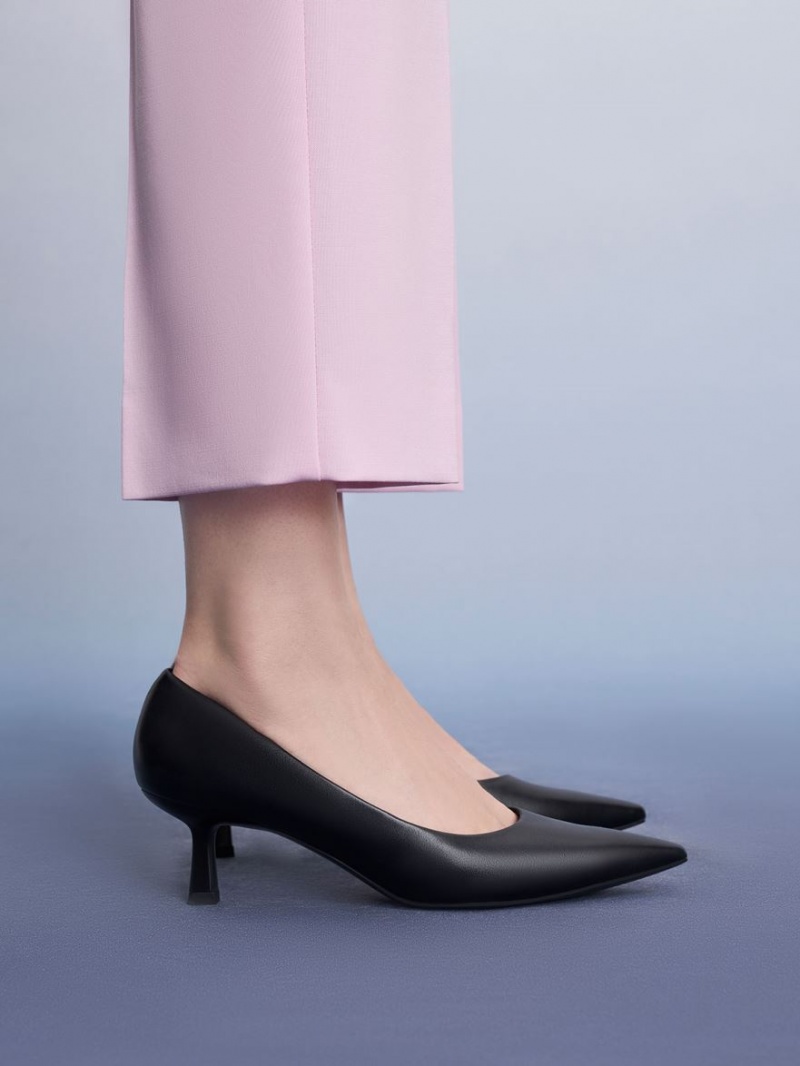 Γοβεσ Charles And Keith Emmy Pointed Kitten Heel μαυρα | 87240-KNSB