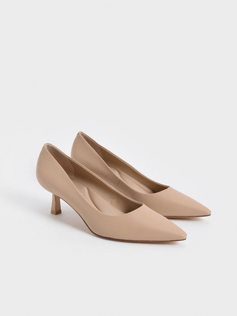 Γοβεσ Charles And Keith Emmy Pointed Kitten Heel Μπεζ | 65471-CWMX