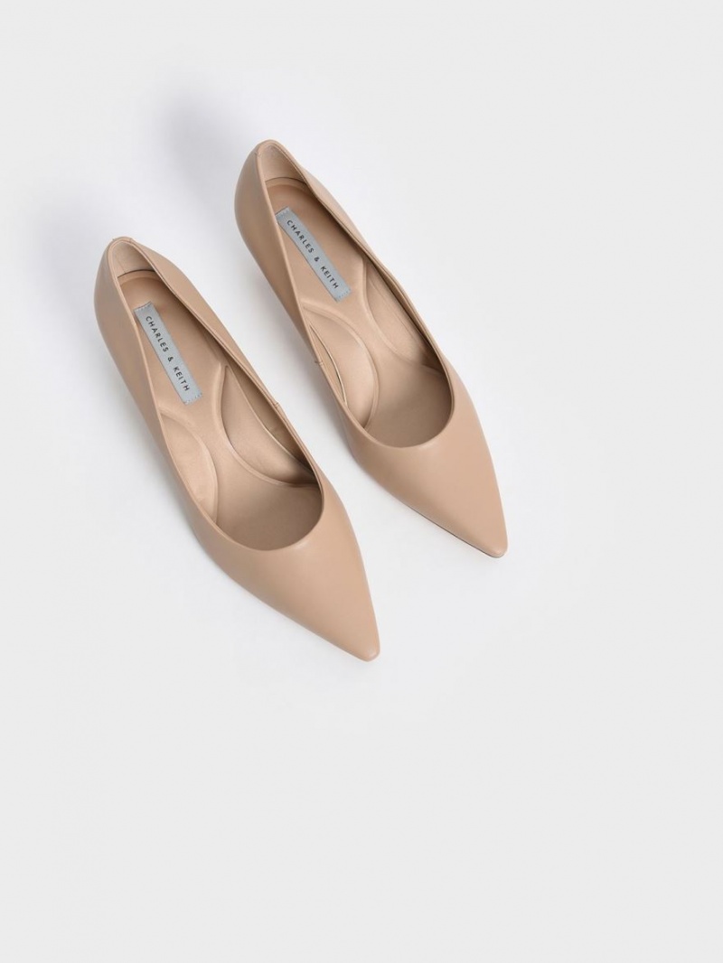 Γοβεσ Charles And Keith Emmy Pointed Kitten Heel Μπεζ | 65471-CWMX