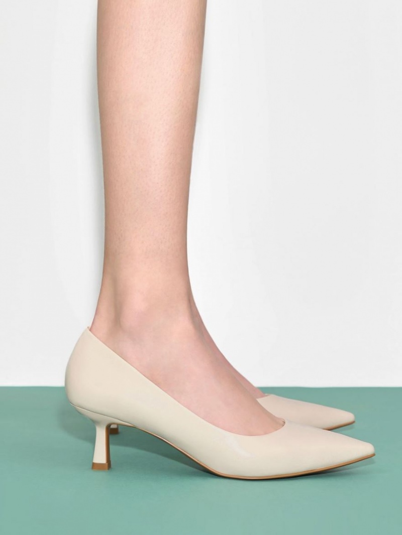 Γοβεσ Charles And Keith Emmy Pointed Kitten Heel ασπρα | 49586-ATKU