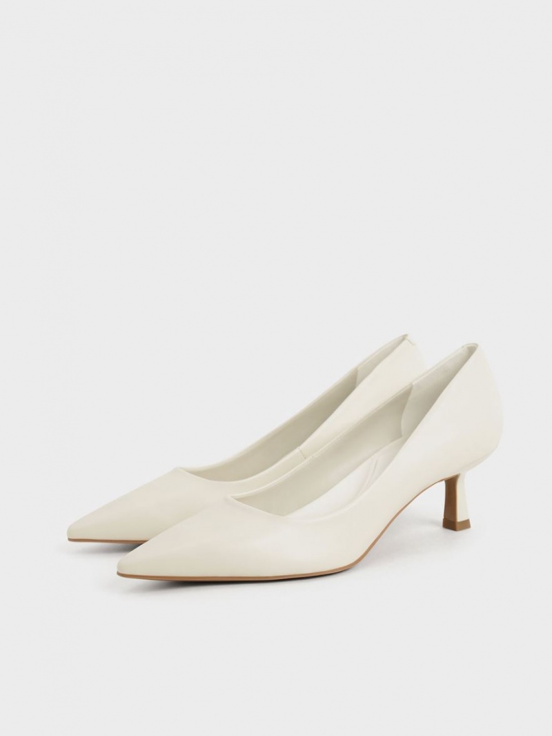 Γοβεσ Charles And Keith Emmy Pointed Kitten Heel ασπρα | 49586-ATKU