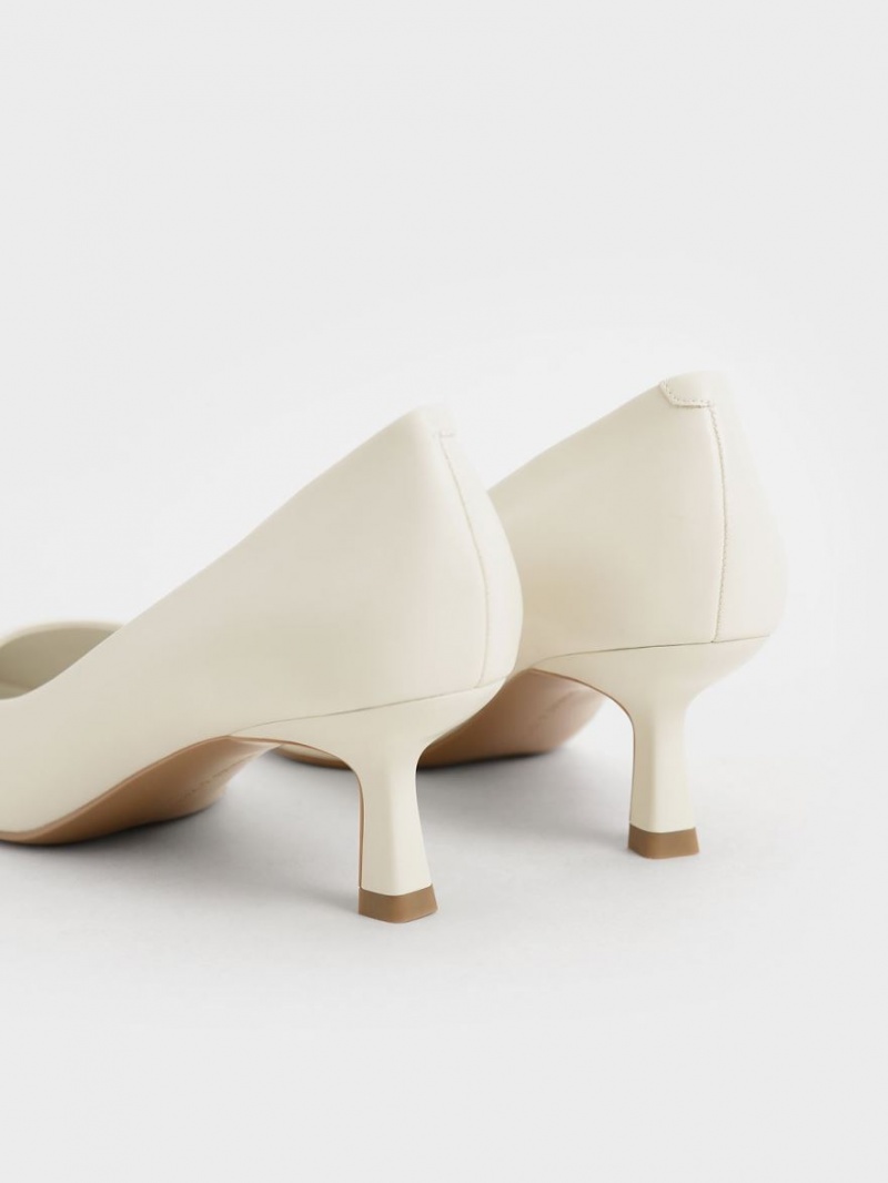 Γοβεσ Charles And Keith Emmy Pointed Kitten Heel ασπρα | 49586-ATKU