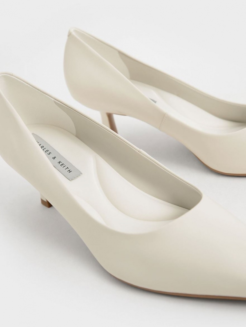 Γοβεσ Charles And Keith Emmy Pointed Kitten Heel ασπρα | 49586-ATKU