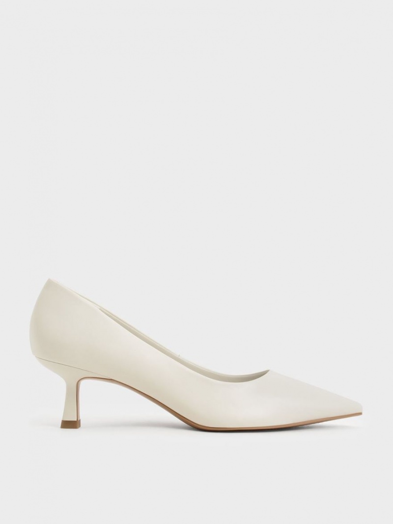 Γοβεσ Charles And Keith Emmy Pointed Kitten Heel ασπρα | 49586-ATKU