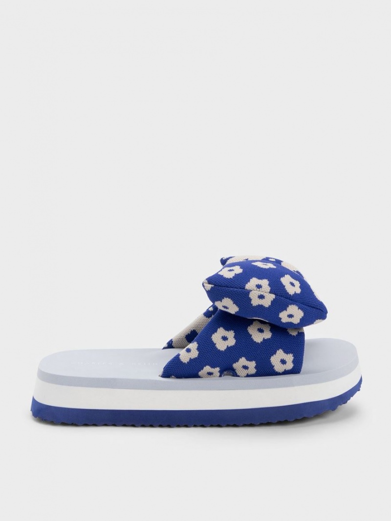 Σαγιοναρεσ Charles And Keith Floral Puffy Bow μπλε | 37045-CDRU