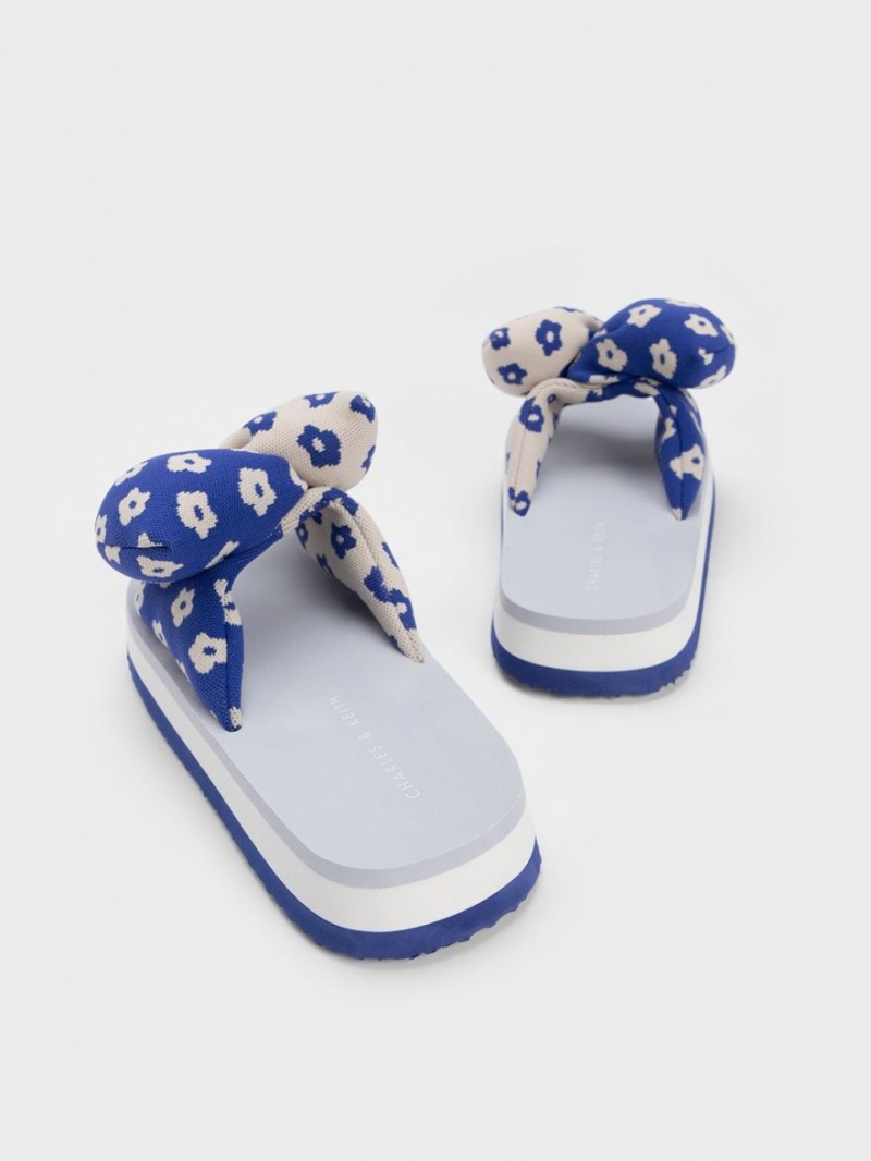 Σαγιοναρεσ Charles And Keith Floral Puffy Bow μπλε | 37045-CDRU